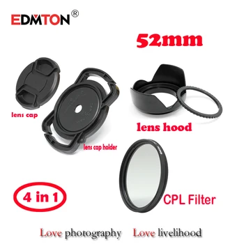 52mm Circular Polarizer Polarizing CPL Filter + lens cap + lens hood + lens cap holder for 18-55/55-200mm/50mm f/1.8D dslr lens
52mm Circular Polarizer Polarizing CPL Filter + lens cap + lens hood + lens cap holder for 18-55/55-200mm/50mm f/1.8D dslr lens