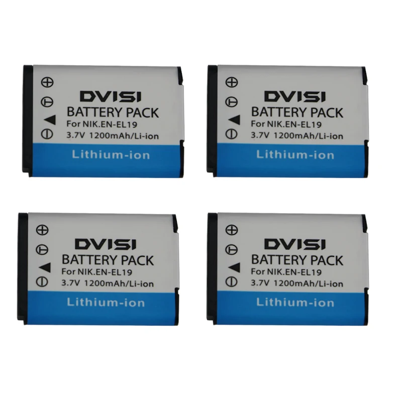 4Pcs/lot EN-EL19 ENEL19 Rechargeable Battery for Nikon Coolpix S3100 S3200 S3300 S4100 S4200 S4300 S4400 S5200 S6400 S6500
4Pcs/lot EN-EL19 ENEL19 Rechargeable Battery for Nikon Coolpix S3100 S3200 S3300 S4100 S4200 S4300 S4400 S5200 S6400 S6500