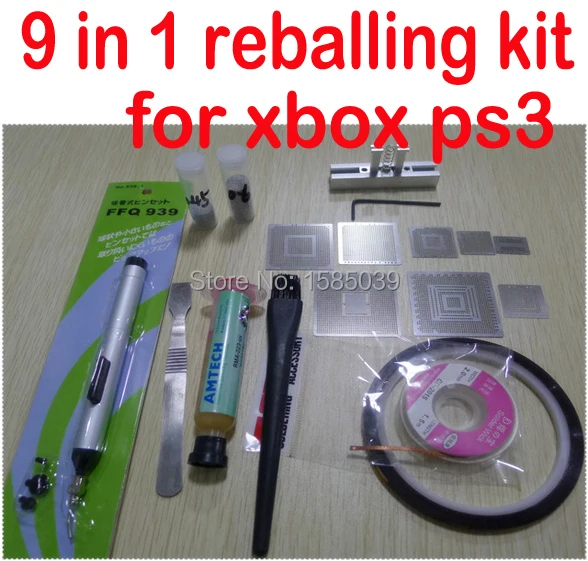 Freeshipping 9 in 1 BGA Reball Station +5 PCS for XBOX + 3 PCS Heat Direct stencils for PS3 +Solder Balls + Suction Pen
Freeshipping 9 in 1 BGA Reball Station +5 PCS for XBOX + 3 PCS Heat Direct stencils for PS3 +Solder Balls + Suction Pen