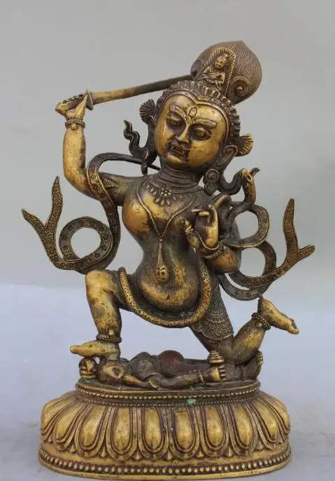 S6148 13"Chinese Tibet Tibetan Buddhism Pure Bronze Manjushri Wenshu Goddess Statue D0318