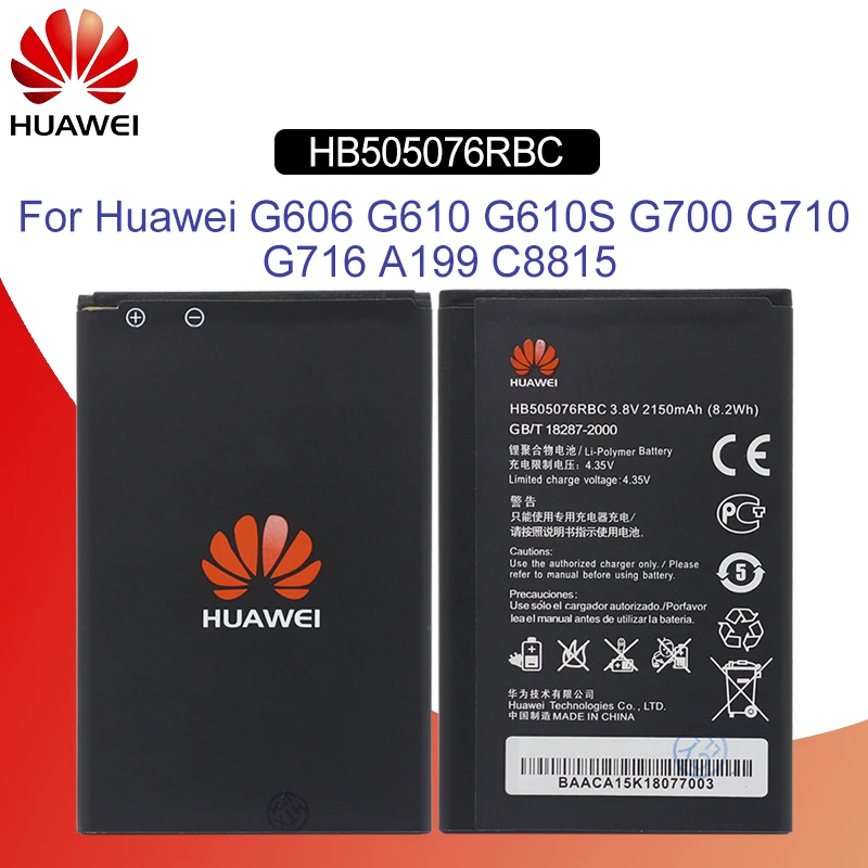 Hua Wei Original Phone Battery HB505076RBC 2150mAh For Huawei Y3 ii Y3II-U22 G606 G610 G610S G700 G710 G716 A199 C8815 Y610
Hua Wei Original Phone Battery HB505076RBC 2150mAh For Huawei Y3 ii Y3II-U22 G606 G610 G610S G700 G710 G716 A199 C8815 Y610