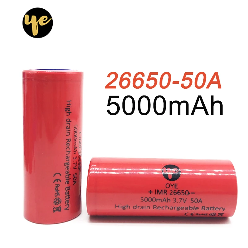 2019 new 26650-50A lithium ion bateries 5000mAh 3.7V High Capacity 26650 battery for flashlight or Diy Electric bicycle battery
2019 new 26650-50A lithium ion bateries 5000mAh 3.7V High Capacity 26650 battery for flashlight or Diy Electric bicycle battery