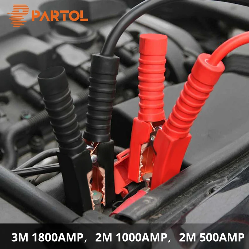 

Partol 2M 500AMP 1000AMP 3M 1800AMP Car Battery Jump Cable Booster Cable Emergency Terminals Jump Starter Leads Cable Van SUV