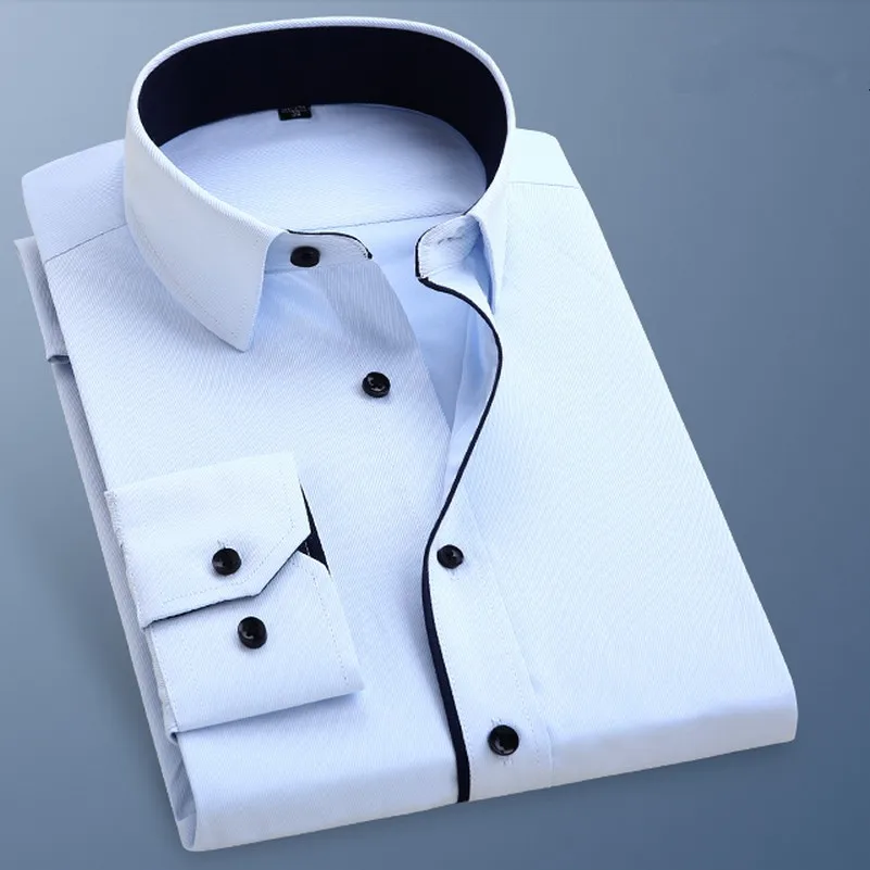 Spring Male Long-Sleeve Slim Business Formal Blouses Easy Care Solid Color Basic Dress Shirt Elegant Camisa Social Masculina
Spring Male Long-Sleeve Slim Business Formal Blouses Easy Care Solid Color Basic Dress Shirt Elegant Camisa Social Masculina