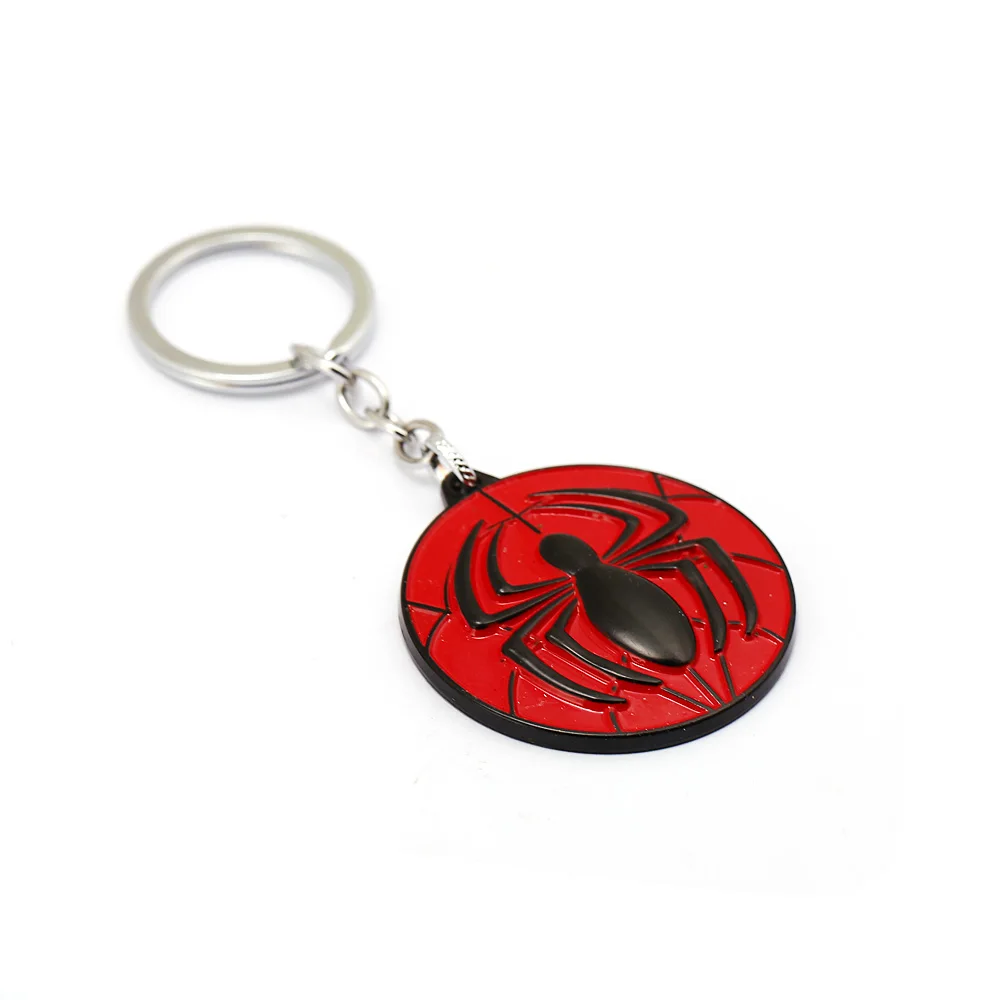 Spiderman Keychain Spider Symbol Logo Silver Keyring Halloween Pendant Fans Gift 