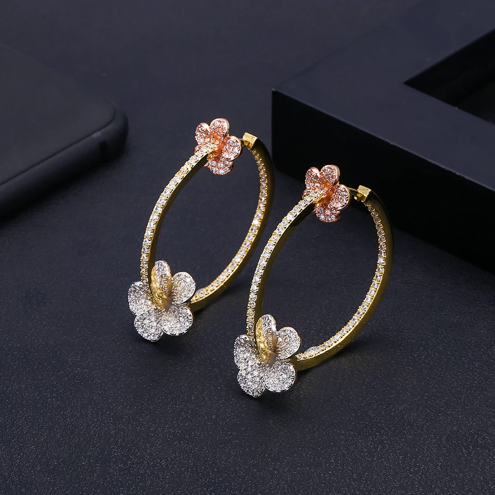 jankelly Luxury Cubic Zircon flower Big Hoop Earrings for Women Wedding Crystal CZ Party Jewelry Engagement Earring Fashion
jankelly Luxury Cubic Zircon flower Big Hoop Earrings for Women Wedding Crystal CZ Party Jewelry Engagement Earring Fashion