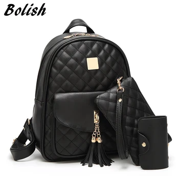 Bolish Embroidery Plaid PU Leahter Women Backpack Fashion Tassel Girls School Bag 3 Piece Set Travel Bag
Bolish Embroidery Plaid PU Leahter Women Backpack Fashion Tassel Girls School Bag 3 Piece Set Travel Bag