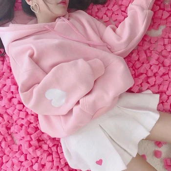 2019 Kawaii Sweet Love Hooded Sweatshirt Women Embroidery Pink Hoodies Cute Loose Long Sleeve Tracksuits Pullovers Moletom Girls
2019 Kawaii Sweet Love Hooded Sweatshirt Women Embroidery Pink Hoodies Cute Loose Long Sleeve Tracksuits Pullovers Moletom Girls