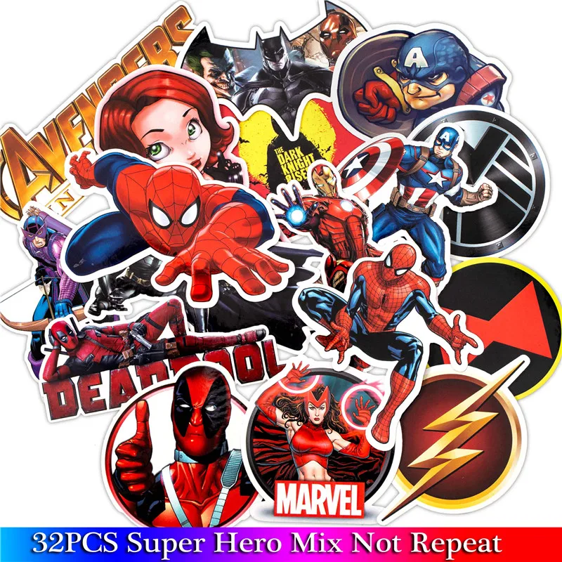 32PCS Super Hero Stickers Movies Character Sticker For DIY Guitar Luggage Laptop Skateboard Motorcycle Car Phone Sticker
32PCS Super Hero Stickers Movies Character Sticker For DIY Guitar Luggage Laptop Skateboard Motorcycle Car Phone Sticker