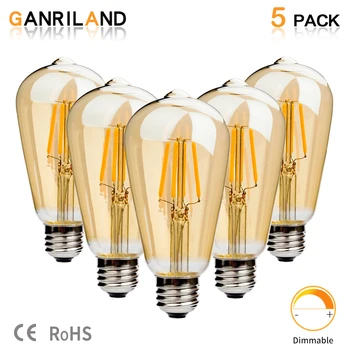 GANRILAND E27 LED ST64 4W Golden Cover Dimmable Edison Retro Vintage Filament COB LED Bulb Light Lamp E27 220VAC 2200K Sale 5PCS
GANRILAND E27 LED ST64 4W Golden Cover Dimmable Edison Retro Vintage Filament COB LED Bulb Light Lamp E27 220VAC 2200K Sale 5PCS