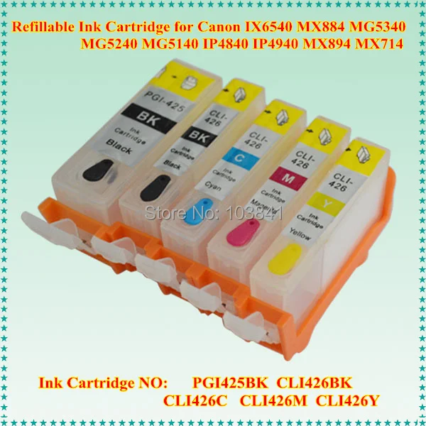 PGI 425 CLI 426 Refillable Ink Cartridge With Chip For Canon PIXMA MG8140 6140 5240 IP4840 IX6540 MX884 Printer PGI-425K CLI-426
PGI 425 CLI 426 Refillable Ink Cartridge With Chip For Canon PIXMA MG8140 6140 5240 IP4840 IX6540 MX884 Printer PGI-425K CLI-426