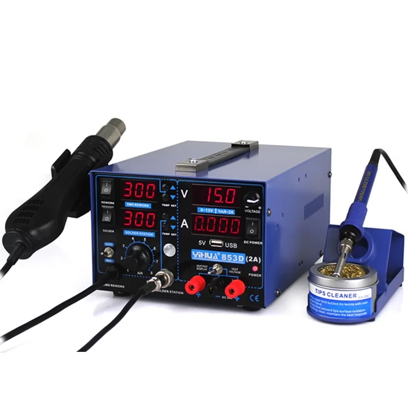 YIHUA 853D 2A USB Multi-function Hot Air Gun Welding Platform Intelligent Hot Air Welding Platform Electric iron
YIHUA 853D 2A USB Multi-function Hot Air Gun Welding Platform Intelligent Hot Air Welding Platform Electric iron
