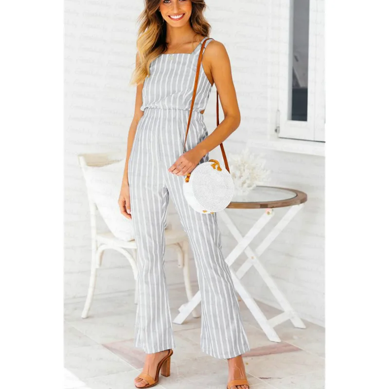 hirigin Ladies Jumpsuit Striped Sleeveless Backless Lace-up Jumpsuit Women Summer Casual Romper New Fashion Pants
hirigin Ladies Jumpsuit Striped Sleeveless Backless Lace-up Jumpsuit Women Summer Casual Romper New Fashion Pants