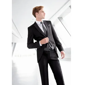 

New Terno Costume Homme Wedding Suits Men 3 Piece Groom Tuxedos Suit For Peaked Lapel Groomsman Slim Fit (jacket+pants+vest)