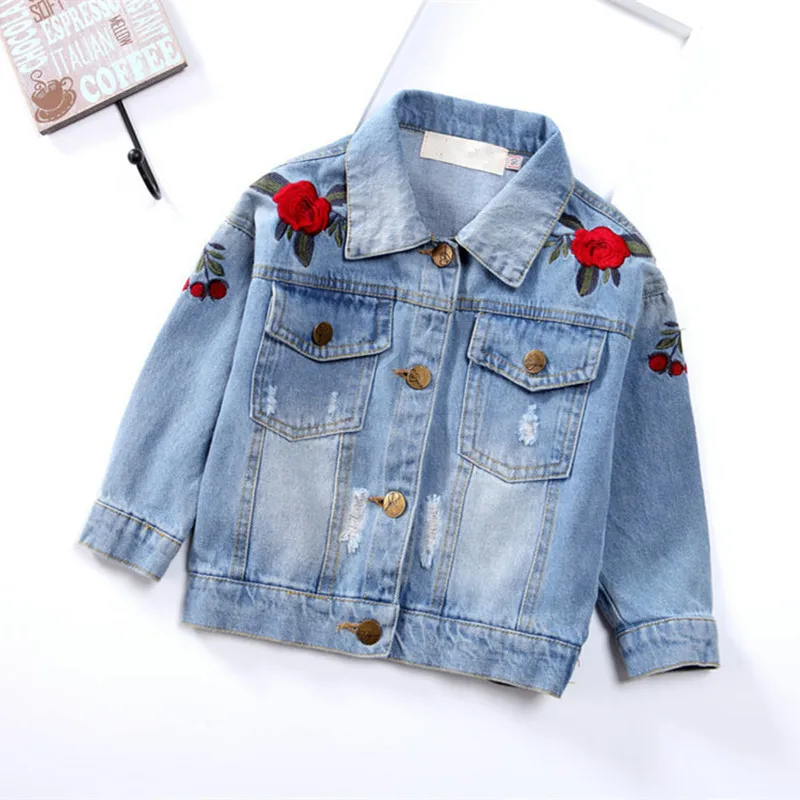 New flower style girls casual rose embroidered jacket fashion top quality children's clothes autumn princess denim coat 17A801
New flower style girls casual rose embroidered jacket fashion top quality children's clothes autumn princess denim coat 17A801