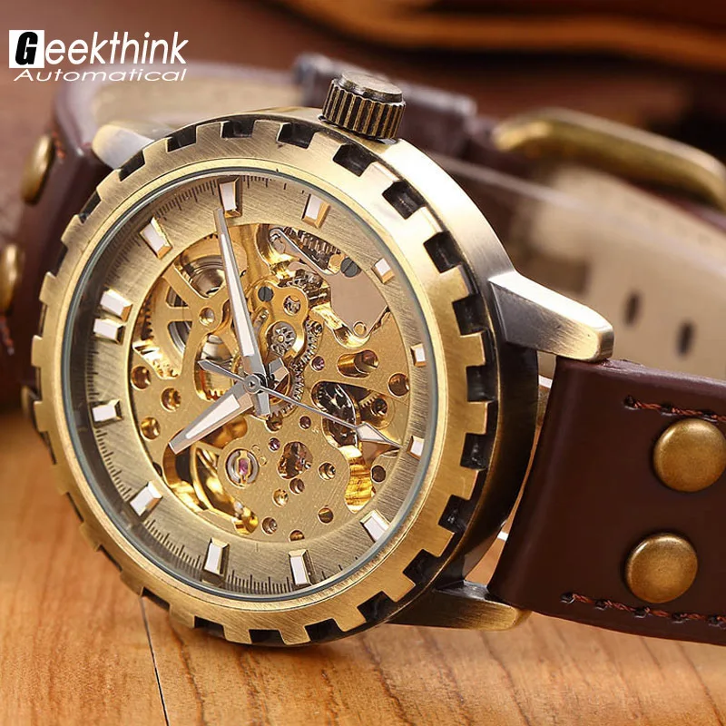 brand leather band men male military clock automatic Skeleton mechanical Watch self wind Vintage luxury quality gift Steampunk
brand leather band men male military clock automatic Skeleton mechanical Watch self wind Vintage luxury quality gift Steampunk