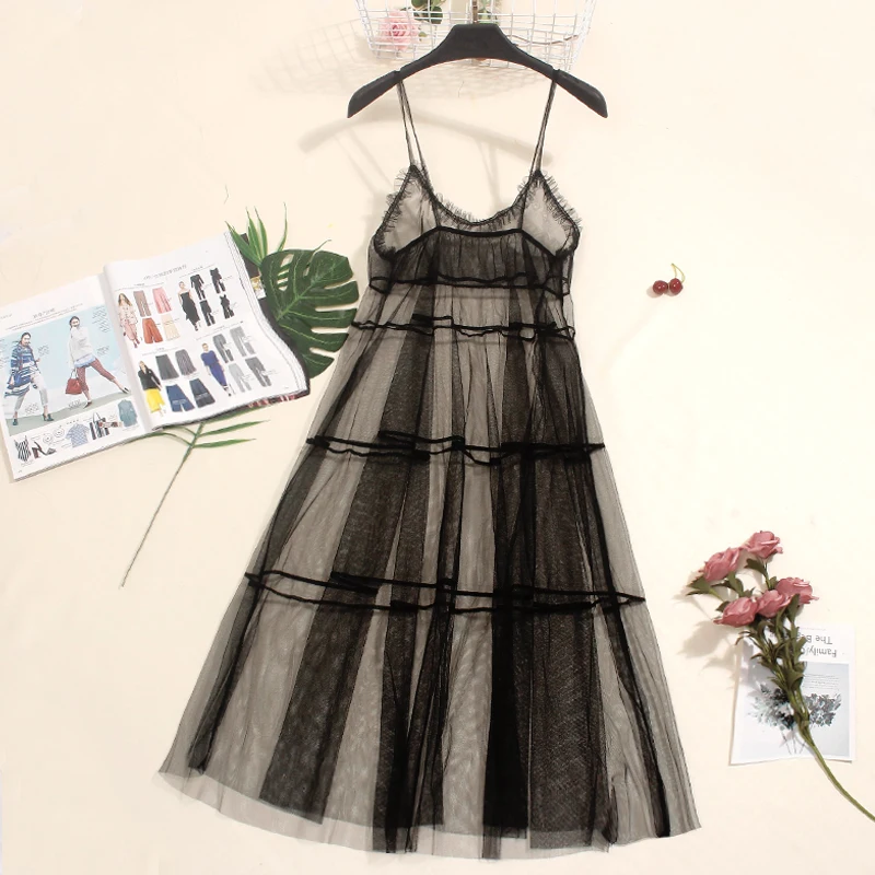 Summer Autumn Sexy Spaghetti Strap Mesh Dress Women Vintage Tunic Long Gauze Tank Dress Plus Size Maxi Dresses Vestidos SF861
Summer Autumn Sexy Spaghetti Strap Mesh Dress Women Vintage Tunic Long Gauze Tank Dress Plus Size Maxi Dresses Vestidos SF861