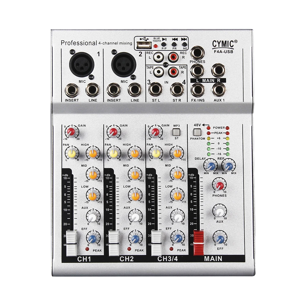 4 Channels Portable Audio Mixer Mixing Console with USB DJ Sound Mixing Console 48V Amplifier for Karaoke KTV Party
4 Channels Portable Audio Mixer Mixing Console with USB DJ Sound Mixing Console 48V Amplifier for Karaoke KTV Party