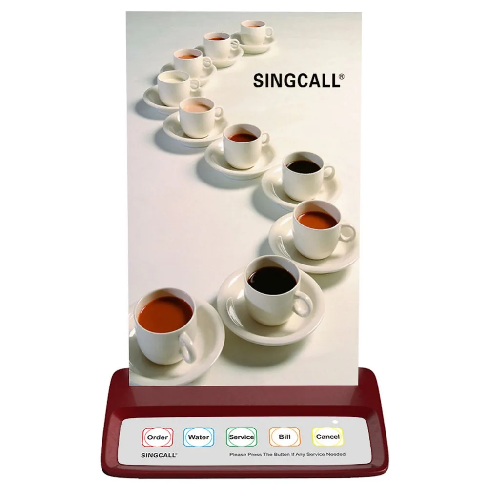 SINGCALL wireless calling system restaurant pager, waiter call button, red pager with 5 keys to call for entertainment places
SINGCALL wireless calling system restaurant pager, waiter call button, red pager with 5 keys to call for entertainment places