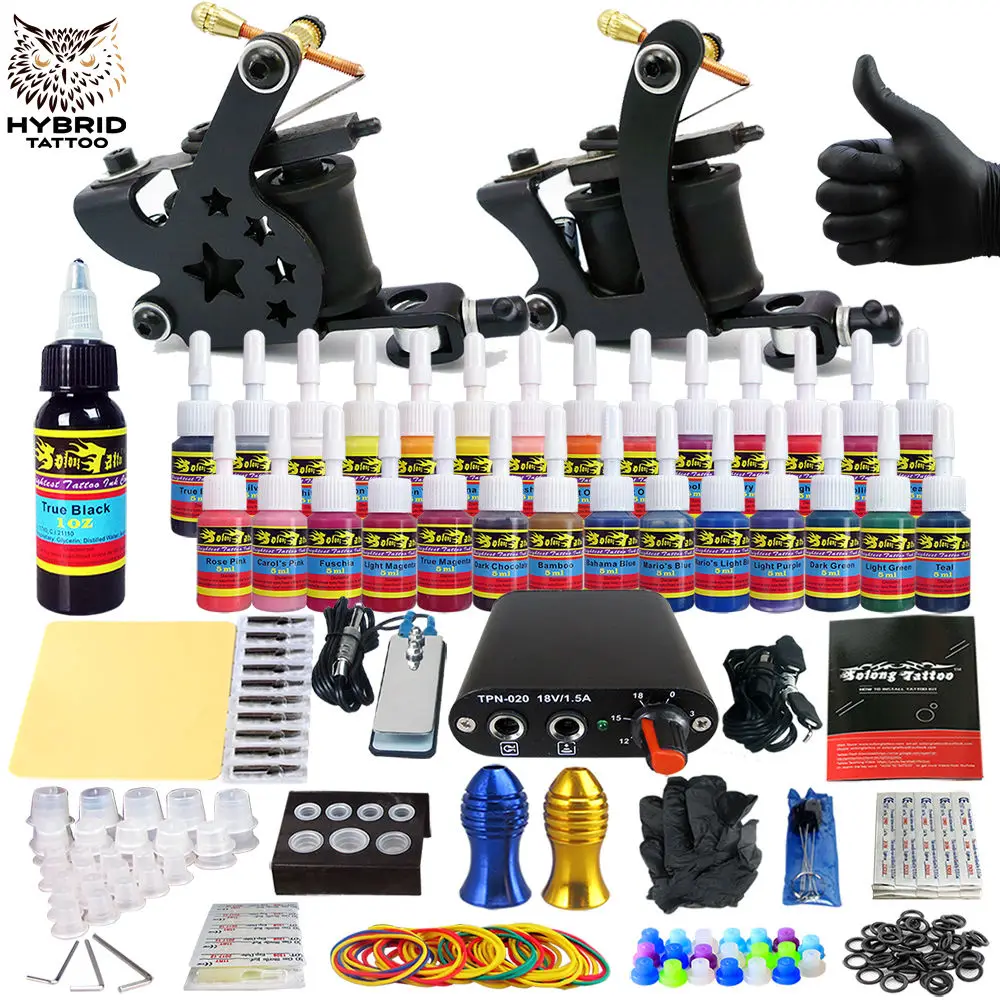 Complete Kit For Tattoo Liner and Shader Beginner Power Supply Foot Pedal Grips Needles Ink Set Tattoo Body&Art TK204
Complete Kit For Tattoo Liner and Shader Beginner Power Supply Foot Pedal Grips Needles Ink Set Tattoo Body&Art TK204