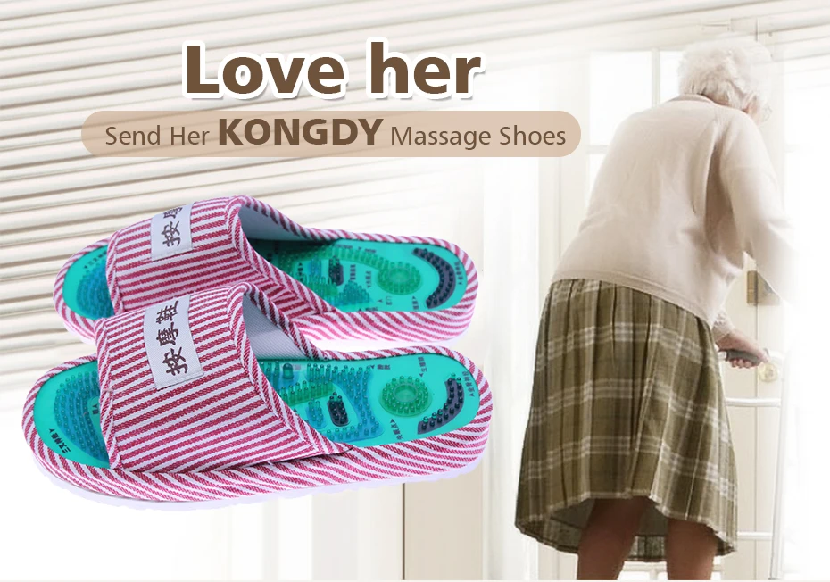 KONGDY Acupressure Points Massage Shoes 1 Pair Magnetic Reflexology Slippers Pain Relief Foot Relaxation Healthy Care Shoes 13