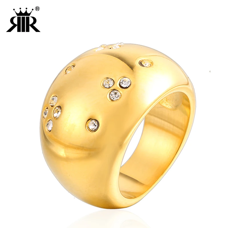 RIR Fashion Simple Women Ring Silver Gold Stainless Steel With Small Crystal Stone Charm Round finger Ring For Women Jewelry
RIR Fashion Simple Women Ring Silver Gold Stainless Steel With Small Crystal Stone Charm Round finger Ring For Women Jewelry