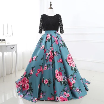 Contrast Color Long Evening Dresses Black Lace Top Ruched Printed Floral Women Formal Prom Gowns Vestidos Largos De Noche
Contrast Color Long Evening Dresses Black Lace Top Ruched Printed Floral Women Formal Prom Gowns Vestidos Largos De Noche