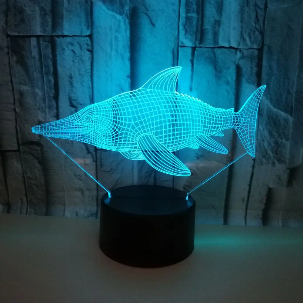3d Светодиодная лампа в виде рыбы Usb 7 цветов сенсорные светодиодные визуальные