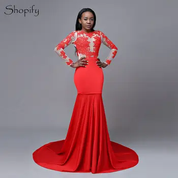 Long Elegant Prom Dresses 2020 Mermaid Long Sleeve Lace Backless Floor Length African Red Prom Dress
Long Elegant Prom Dresses 2020 Mermaid Long Sleeve Lace Backless Floor Length African Red Prom Dress