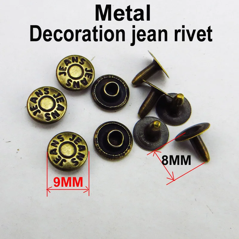 50 шт. 9 мм медный под бронзу Жан декоративная заклепка пуговицы шитья одежды