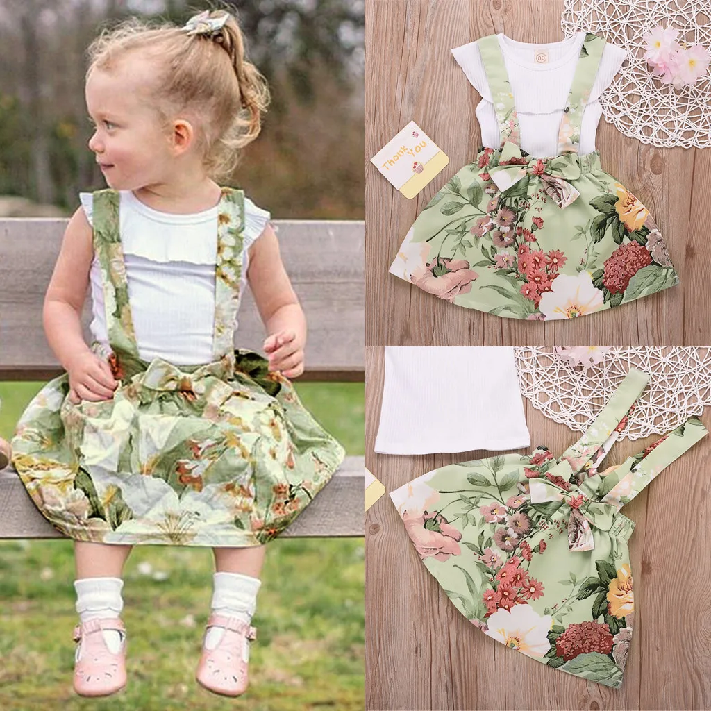 Kids Clothes Girls Cotton Baby Clothes Girl Sets Summer Two pieces Floral Ruffled T Shirt Suspender Skirt Toddler Outfits L0603
Kids Clothes Girls Cotton Baby Clothes Girl Sets Summer Two pieces Floral Ruffled T Shirt Suspender Skirt Toddler Outfits L0603