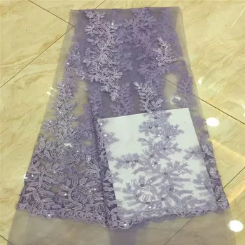 French African lace fabric high quality embroidered Nigerian net lace with beads lace fabric 5 yards for lady dress XC75-12
French African lace fabric high quality embroidered Nigerian net lace with beads lace fabric 5 yards for lady dress XC75-12
