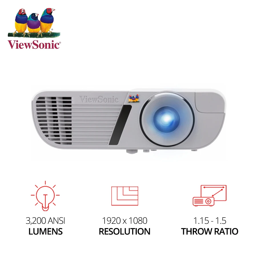

ViewSonic PJD7828HDL 1920 x 1080 Resolution 3200 ANSI Lumens, 1.15~1.5Throw Ratio Projector DLP Beamer Full HD video Home Cinema