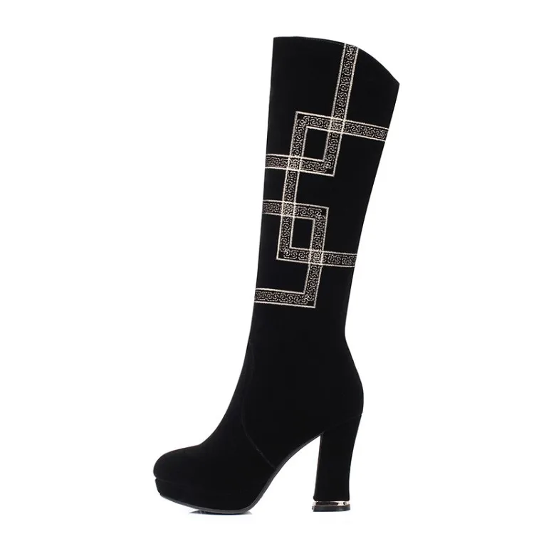 Winter Stylish And Elegant Casual Shoes 2019 New Plaid Suede Knee High Heeled Boots Black High Quality
Winter Stylish And Elegant Casual Shoes 2019 New Plaid Suede Knee High Heeled Boots Black High Quality