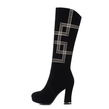 Winter Stylish And Elegant Casual Shoes 2019 New Plaid Suede Knee High Heeled Boots Black High Quality
Winter Stylish And Elegant Casual Shoes 2019 New Plaid Suede Knee High Heeled Boots Black High Quality
