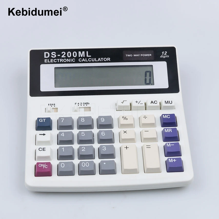 

kebidumei Electronic Office Calculator DS-200ML 12 Digits Large Computer Keys Computer Muti-functional Battery Calculator