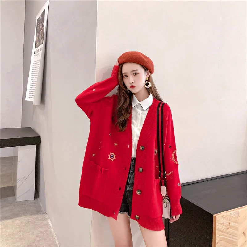 New spring autumn 2019 female knit Mohair embroidery cardigan sweater coat short female office lady
New spring autumn 2019 female knit Mohair embroidery cardigan sweater coat short female office lady
