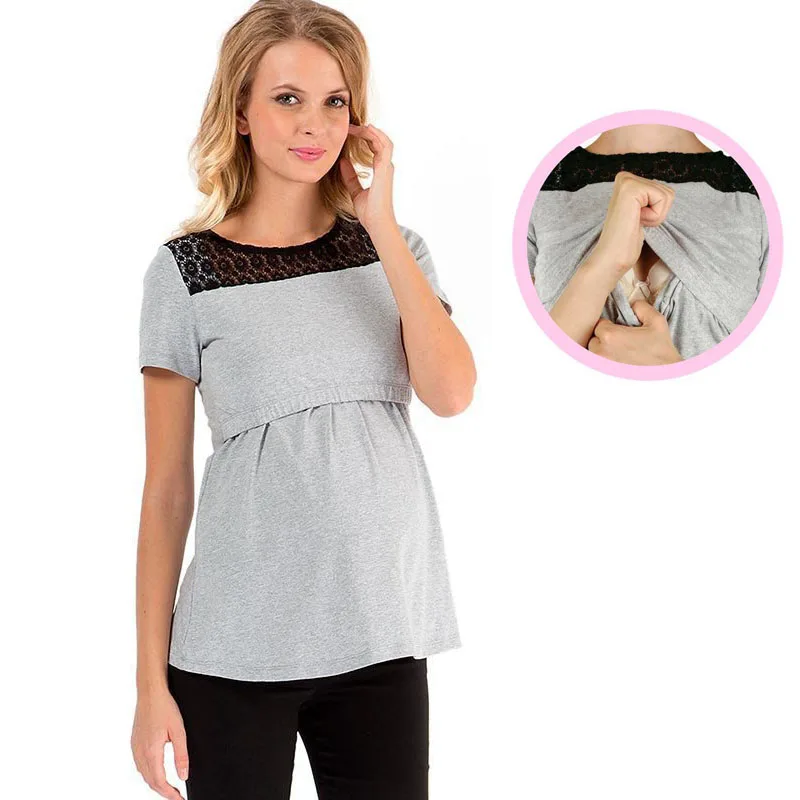 Summer Lace Women Fashion short Sleeve Tops Long T-Shirt Maternity Nursing Breastfeeding Clothes Feeding For Pregnant Women Wear
Summer Lace Women Fashion short Sleeve Tops Long T-Shirt Maternity Nursing Breastfeeding Clothes Feeding For Pregnant Women Wear