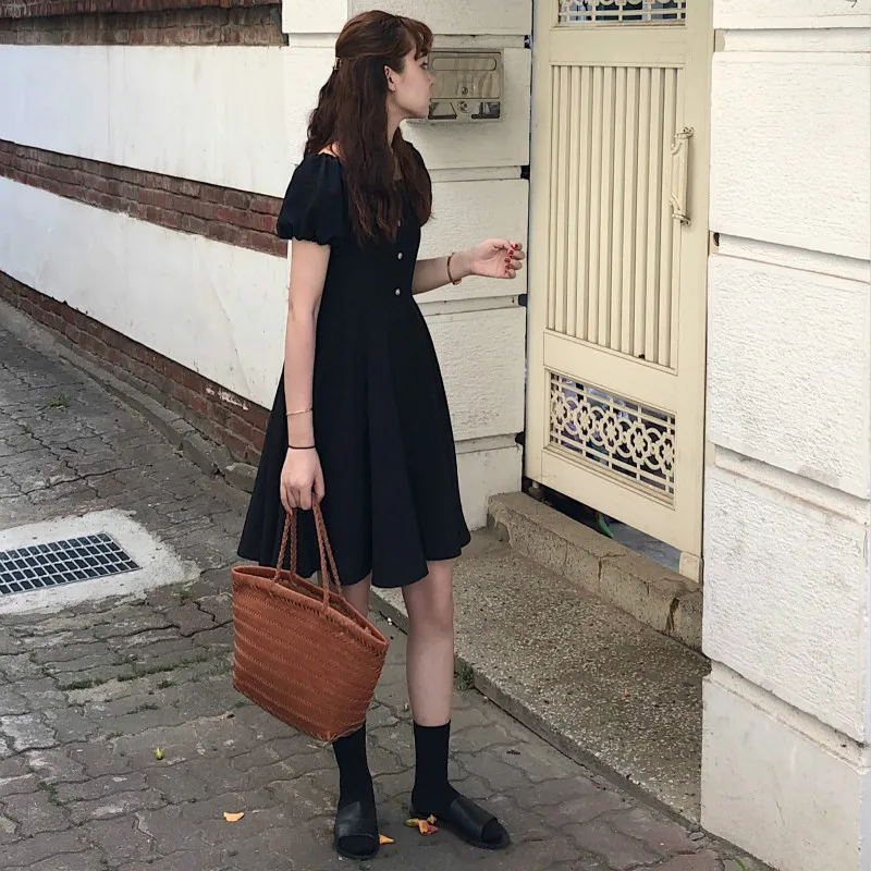 Vintage Women Summer Puff Sleeve Pleated Mini Dress Elegant Tunic Back Drawstring Single Breasted Sexy Casual Sukienki Damskie
Vintage Women Summer Puff Sleeve Pleated Mini Dress Elegant Tunic Back Drawstring Single Breasted Sexy Casual Sukienki Damskie