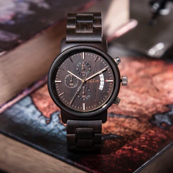 

GIMSR Brand Unique M13 Sub-dials Natural Wooden Watch Quartz Analog Movement Date Wristwatch Luxury Gifts for Men Wood Watches