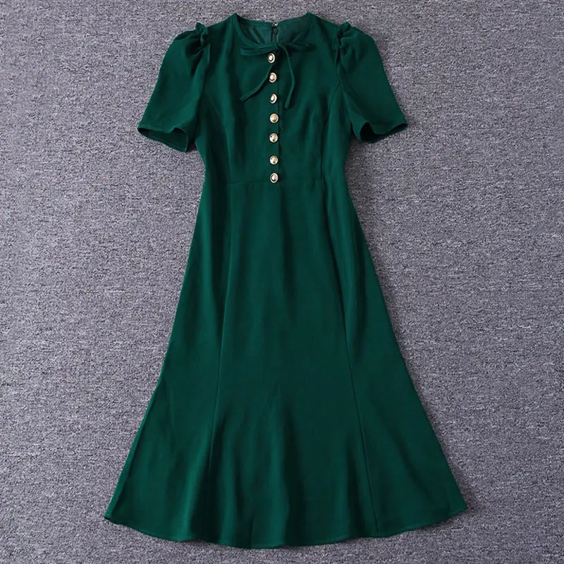 Princess Mermaid Ruffle Dress Women Elegant Tie Bow Collar Gold Buttoned Short Sleeve Work Office Dress Free Shipping hot sales
Princess Mermaid Ruffle Dress Women Elegant Tie Bow Collar Gold Buttoned Short Sleeve Work Office Dress Free Shipping hot sales