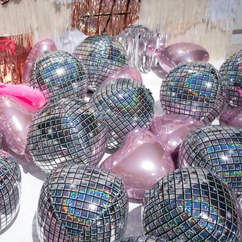 Holographic Silver Laser Disco Ball Balloon Hangable 22" 4D Large Inflatable Sphere Aluminum Foil Balloon Birthday Wedding Party
Holographic Silver Laser Disco Ball Balloon Hangable 22" 4D Large Inflatable Sphere Aluminum Foil Balloon Birthday Wedding Party