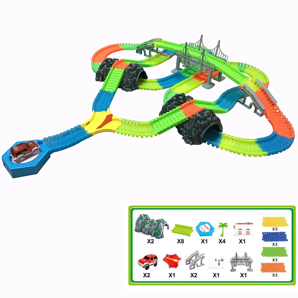 360pcs Miraculous Glowing Race track Bend Flash track in Dark Assembly Car Toy Flash Glow Racing Track Toy Luminous track Set
360pcs Miraculous Glowing Race track Bend Flash track in Dark Assembly Car Toy Flash Glow Racing Track Toy Luminous track Set