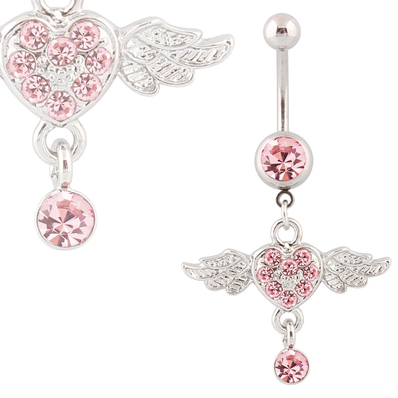 Piercing Wholesale Belly button rings dangle wings heart fashion body jewelry Accessories navel rings 14G Surgical Steel bar
Piercing Wholesale Belly button rings dangle wings heart fashion body jewelry Accessories navel rings 14G Surgical Steel bar