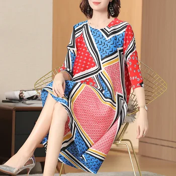 Fashion Printing Large Size Dress Summer New Female European and American Loose Ageing a Line Dress
Fashion Printing Large Size Dress Summer New Female European and American Loose Ageing a Line Dress