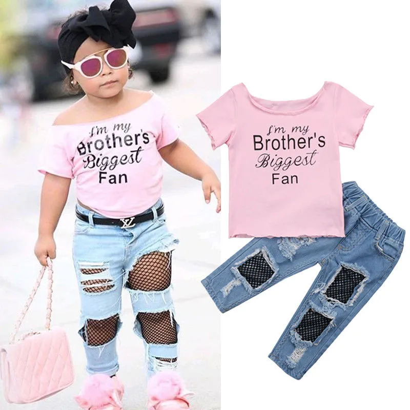 Toddler Kids Baby Girls T-shirt Tops+Jeans Shorts Pants Outfits Clothes 2PCS Set