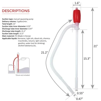 New Universal Car Fuel Manual Siphon Pump Manual Hand Siphon Pump Oil Gasoline Petrol Fuel Liquid Transfer Pipe Refuel Hose
New Universal Car Fuel Manual Siphon Pump Manual Hand Siphon Pump Oil Gasoline Petrol Fuel Liquid Transfer Pipe Refuel Hose