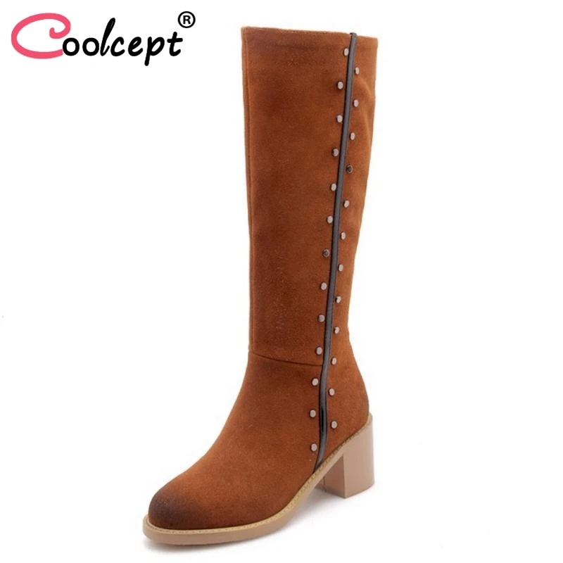 Coolcept Ladies Winter Boots Real Leather Knee Boots Women's Shoes Rivets Zipper Fashion Long Boots Women Footwear Size 33-40
Coolcept Ladies Winter Boots Real Leather Knee Boots Women's Shoes Rivets Zipper Fashion Long Boots Women Footwear Size 33-40