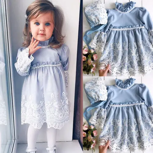 2019 New Princess Girl Blue Lace Dress Kid Baby Girls Lace Floral Long Sleeve Party Wedding Dress+Hat Children Fashion Clothes
2019 New Princess Girl Blue Lace Dress Kid Baby Girls Lace Floral Long Sleeve Party Wedding Dress+Hat Children Fashion Clothes