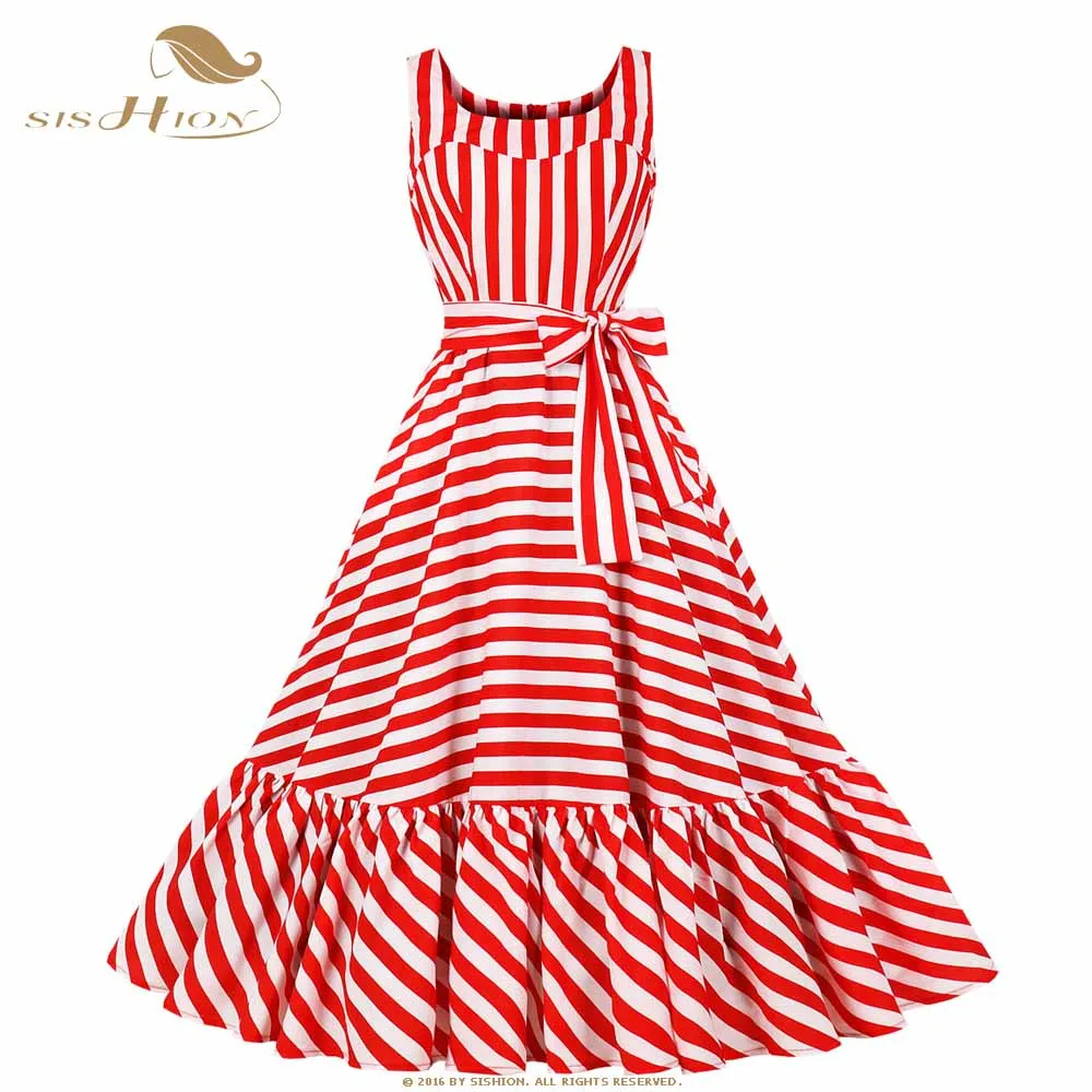 SISHION Princess Summer Dress Sexy Sleeveless VD1055 Red and White Retro Swing Vintage Striped Midi Dress with Belt sommerkleid
SISHION Princess Summer Dress Sexy Sleeveless VD1055 Red and White Retro Swing Vintage Striped Midi Dress with Belt sommerkleid